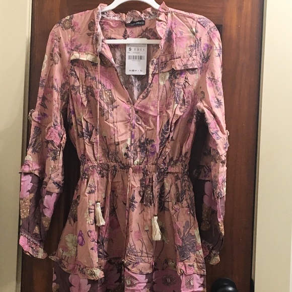 Lance Cade Pink Floral Long Sleeve Boho Dress NWT - Picture 4 of 5